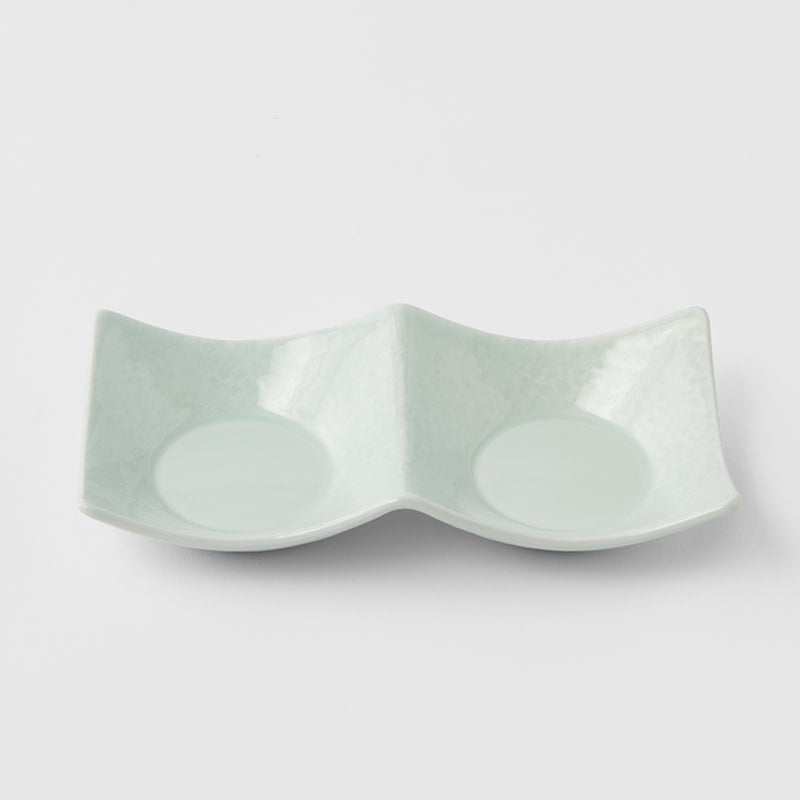 Two Section Sauce Dish Spearmint Glaze