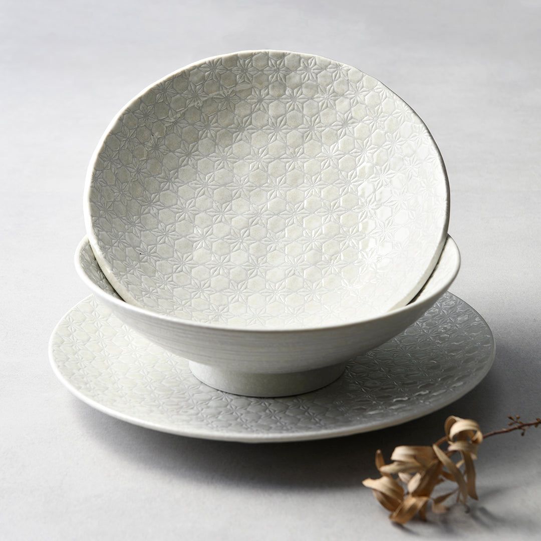Udon Bowl 19.5cm White Star Glaze