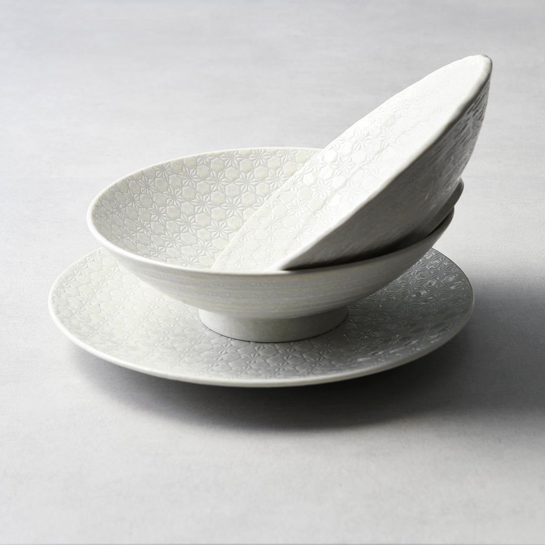 Udon Bowl 19.5cm White Star Glaze