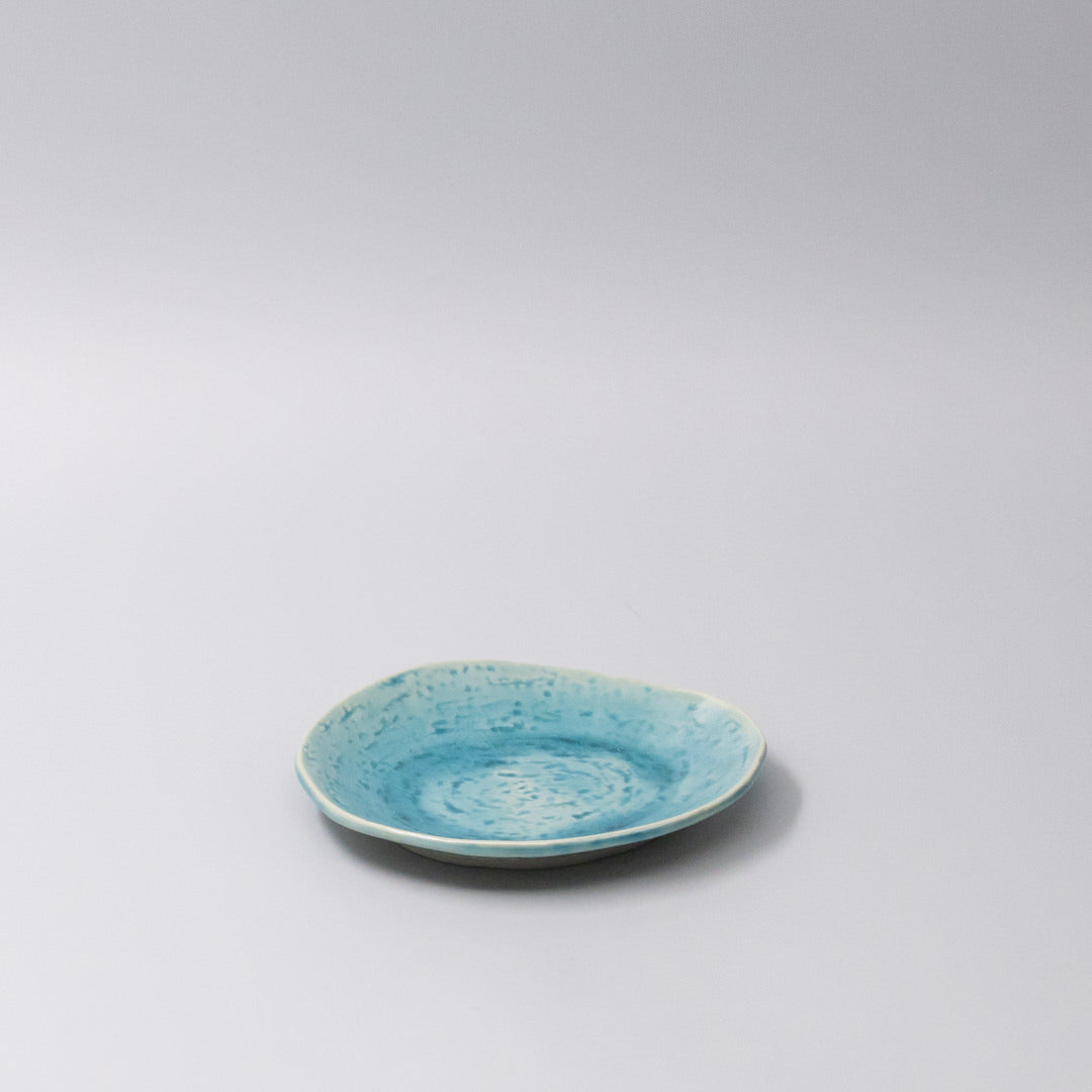Plate Oval 15cm Crackle Turquoise Glaze