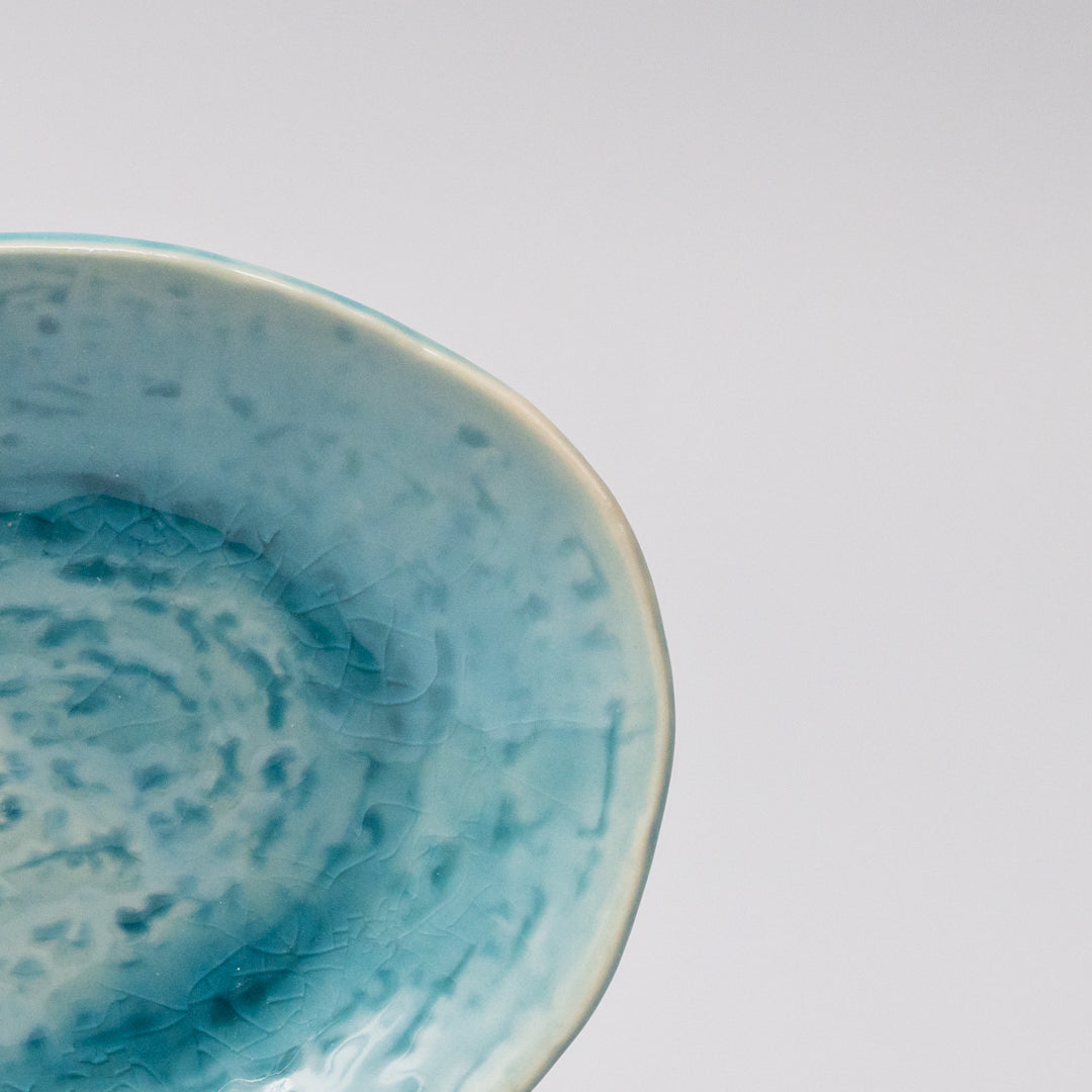 Plate Oval 15cm Crackle Turquoise Glaze