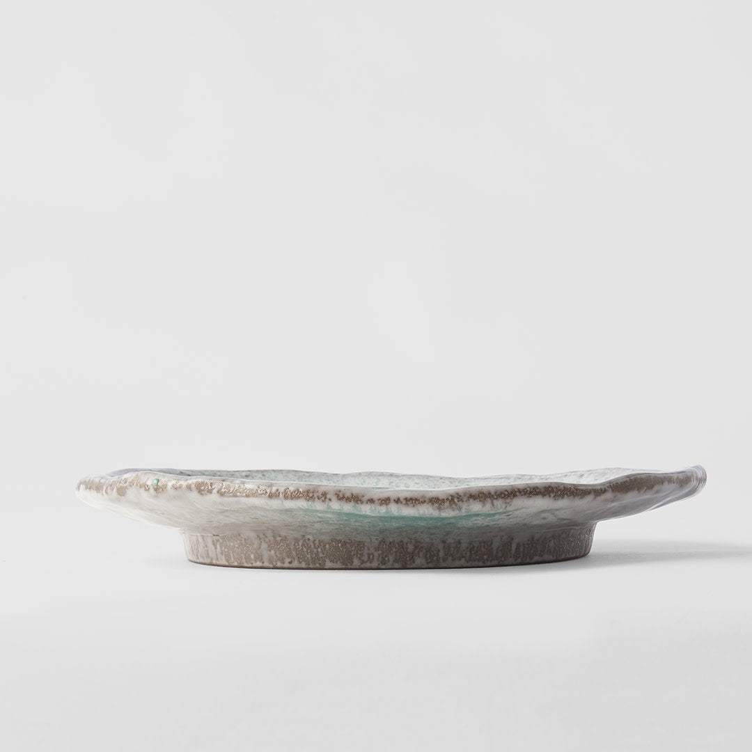 Plate Oval 25cm Aqua Splash Glaze