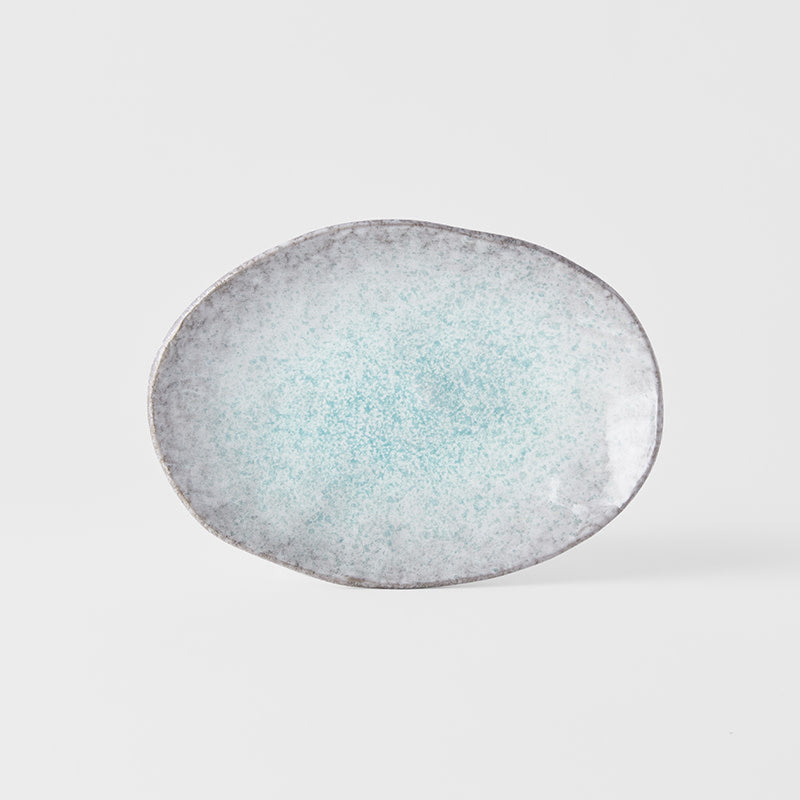 Plate Oval 24x17cm Aqua Splash Glaze