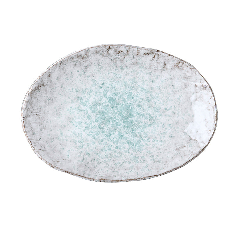Plate Oval 24x17cm Aqua Splash Glaze