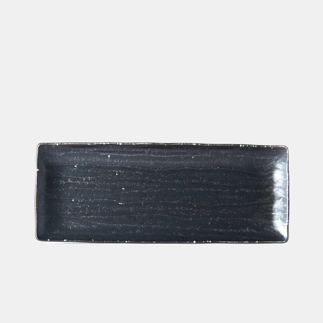 Plate Ibushi Rectangular 26.5cm Black Glaze