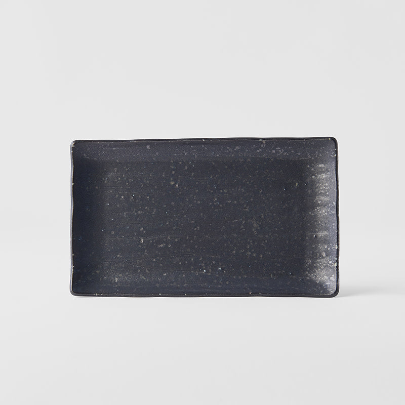 Plate Ibushi Rectangular 22cm Black Glaze