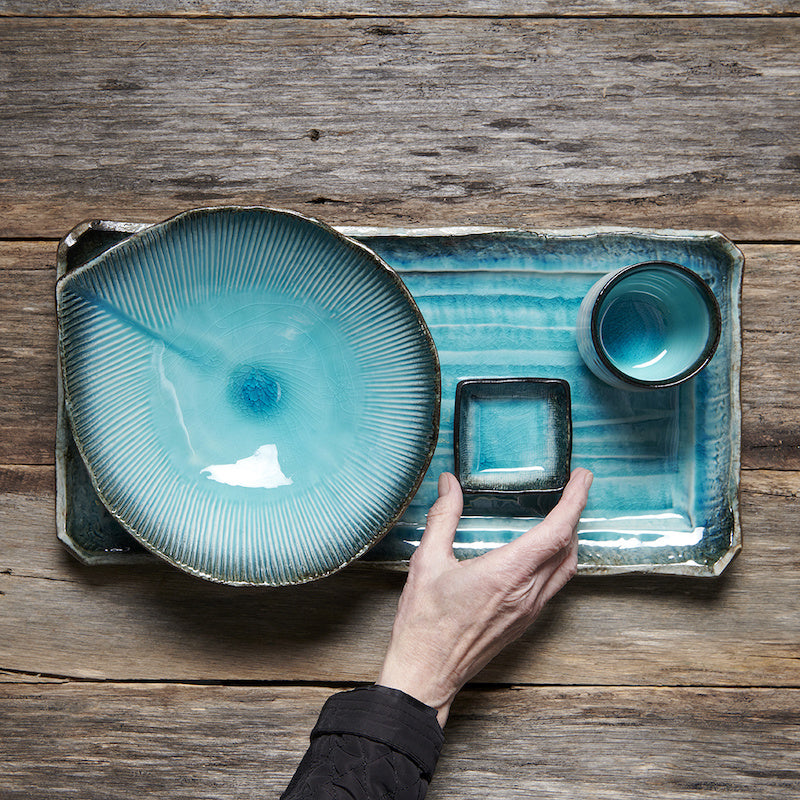 Plate Oval 22cm Sky Blue Glaze