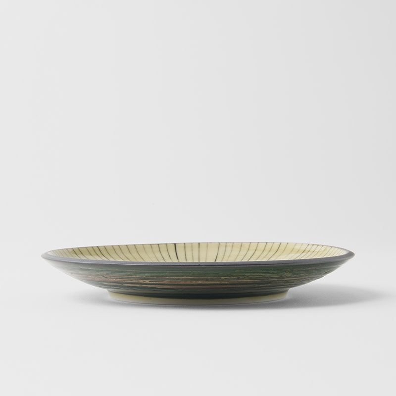 Tapas Plate 17cm Green Converging Line Glaze
