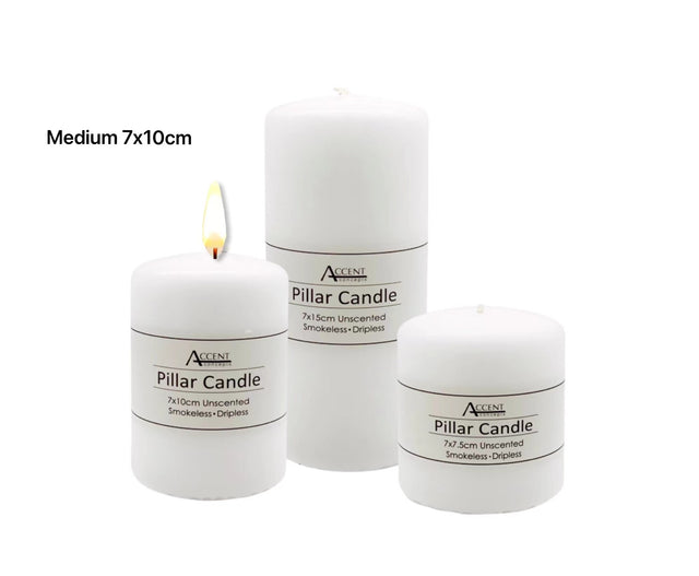 bulk 36 Unscented White Pillar Candle Tapered 10cm