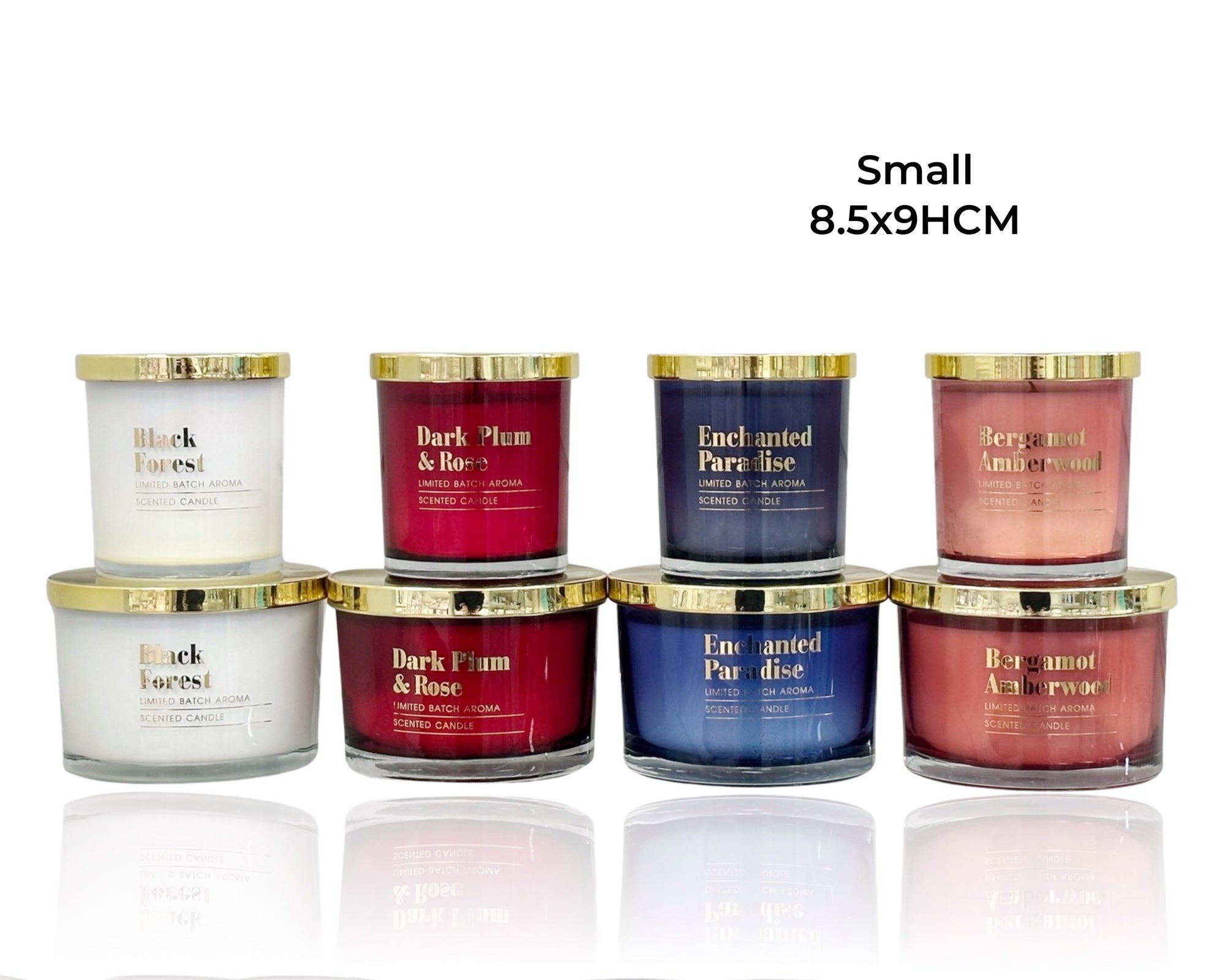 bulk 12 Elegant Glass Candle W Gold Lid 4 Assorted 8x9cm