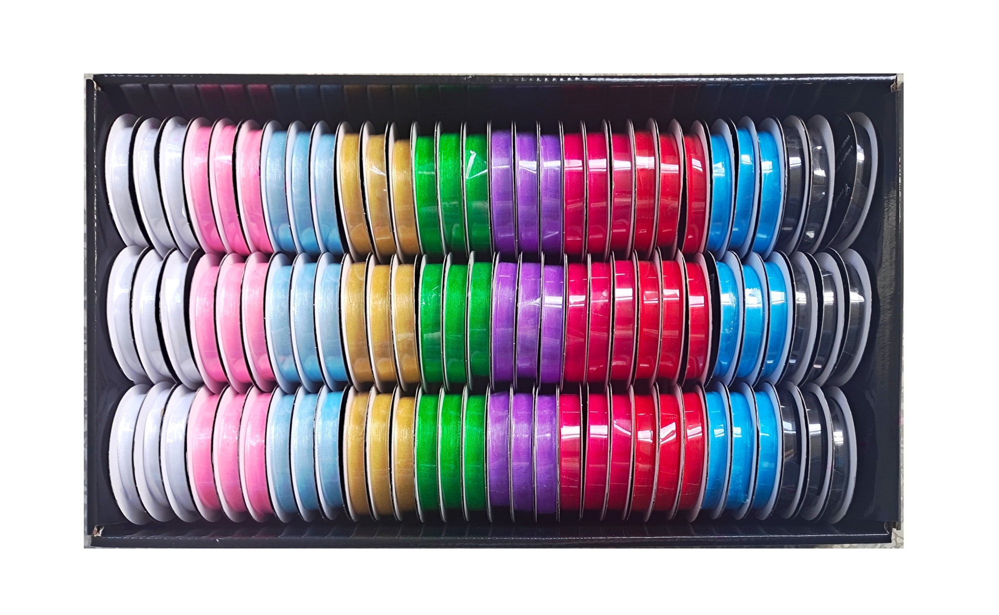 bulk 90 Roll Ribbon Sheer 4.5mt 10mm Displayed Box