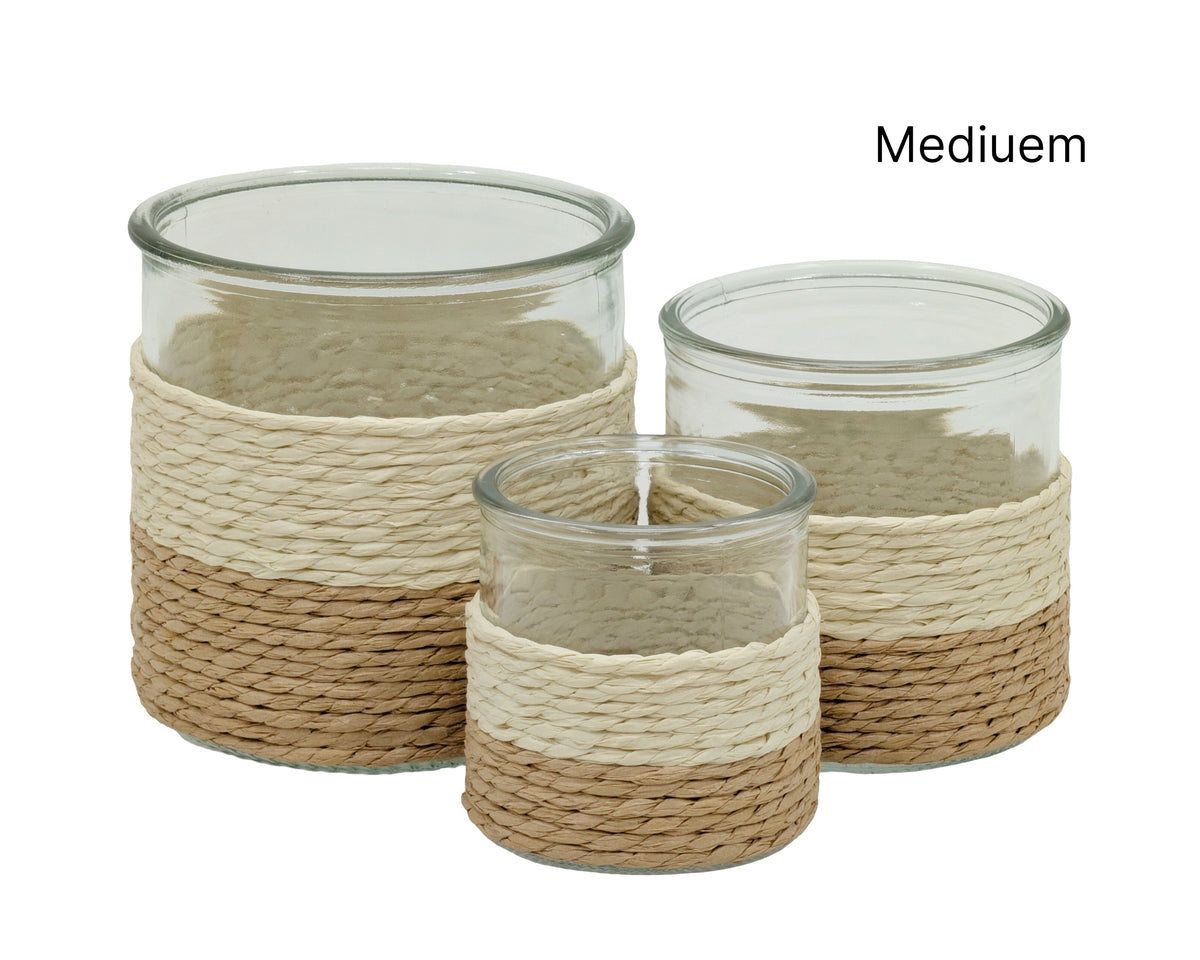 bulk 24 Paper Rope Glass Jar 10cm