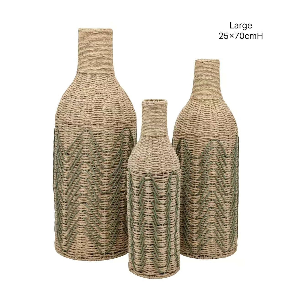 bulk 2 Forest Green Paper Rope Glass Jar 70cm