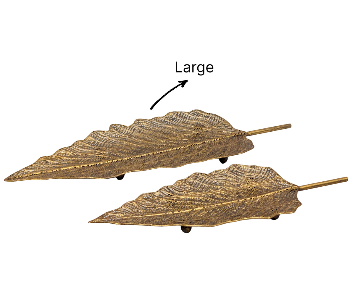 bulk 6 Rustic Gold Metal Leaf Tray 5cm