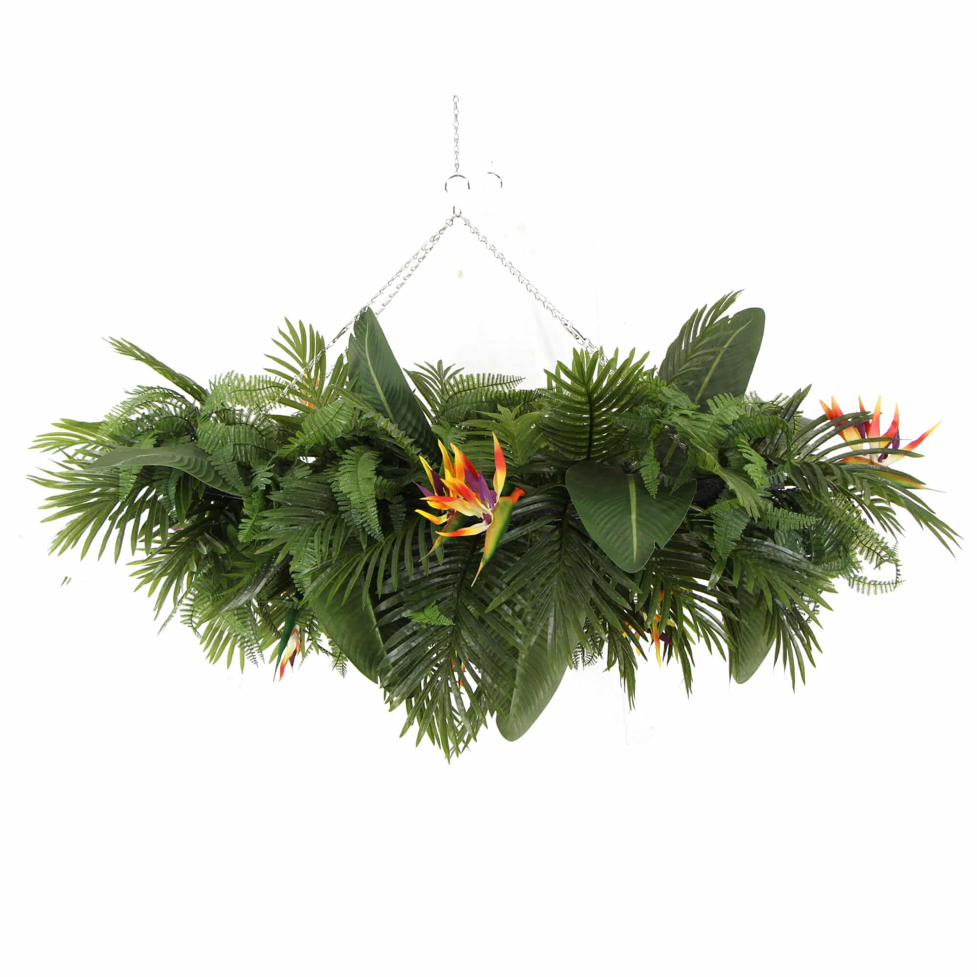 Artificial Hanging Plant Arrangement w/ Arrangement 100cm x 30cm Mesh Foliage