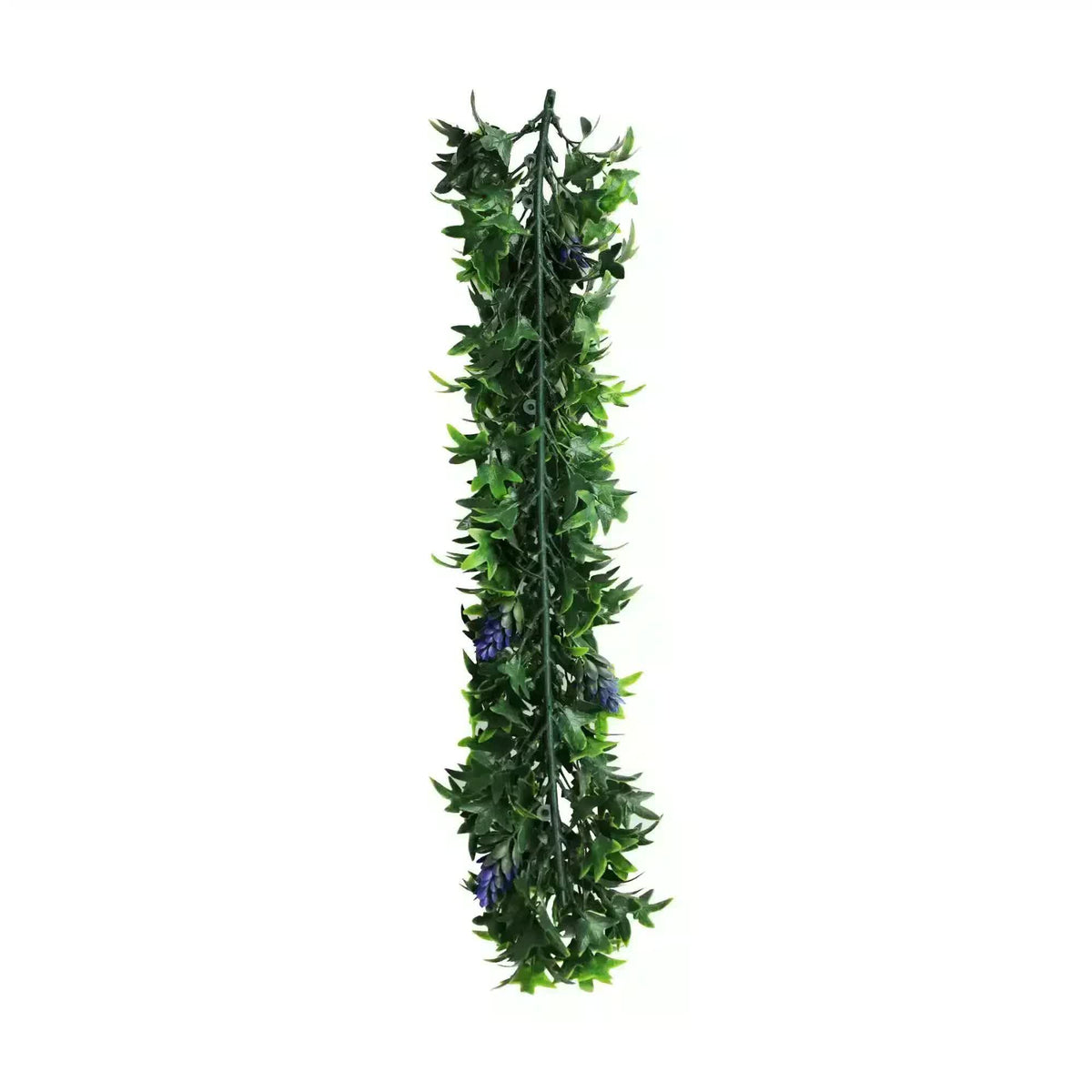 Artificial Extendable Hanging Bright Green Ivy Purple Flowers 55cm UV Resistant