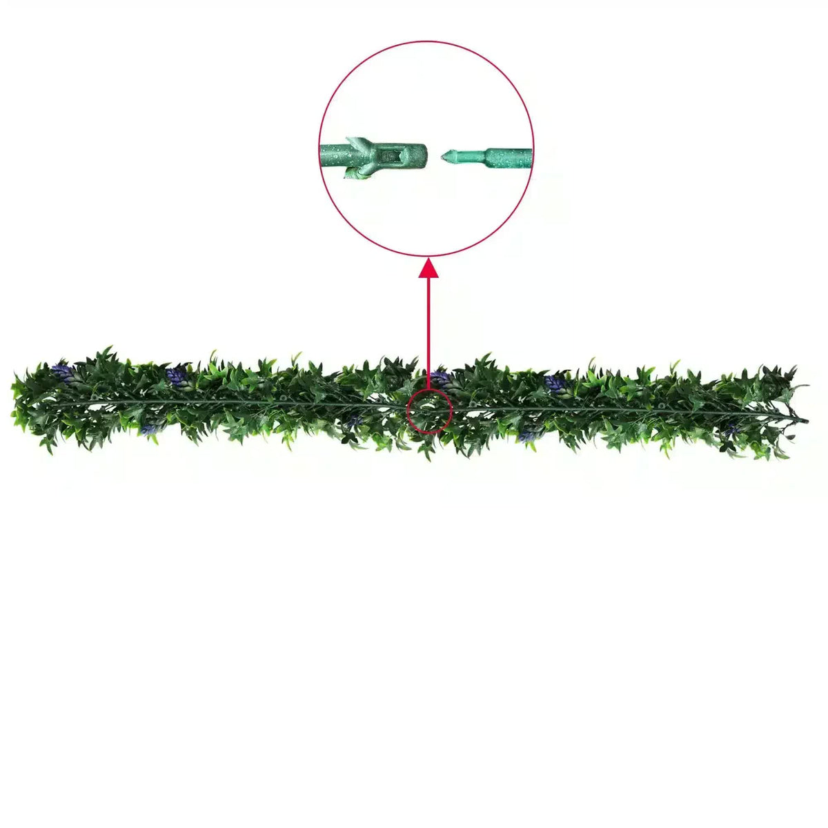 Artificial Extendable Hanging Bright Green Ivy Purple Flowers 55cm UV Resistant