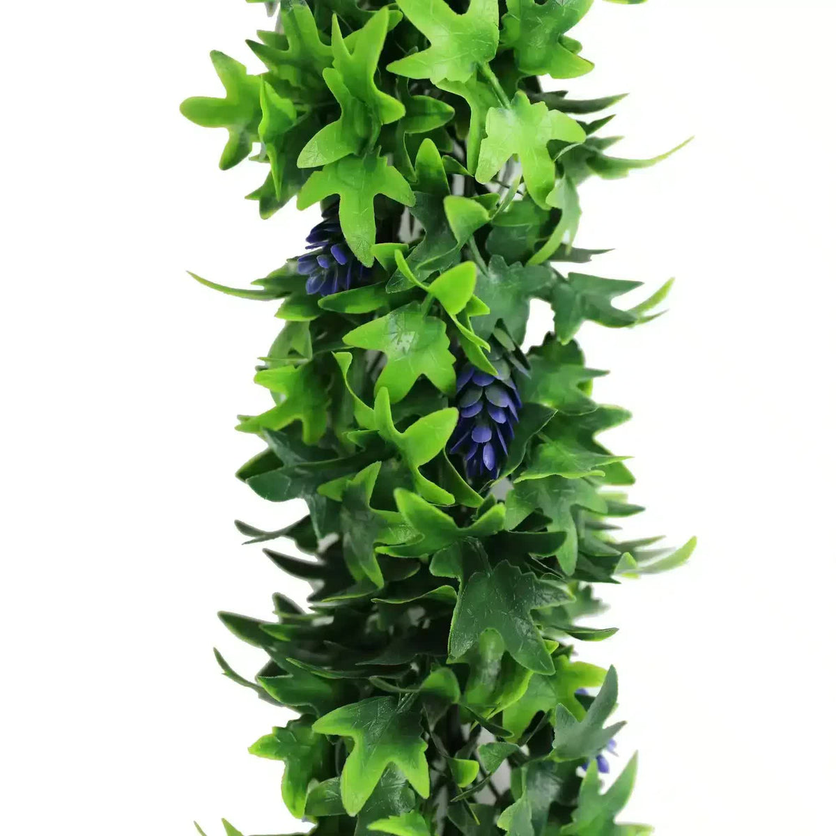 Artificial Extendable Hanging Bright Green Ivy Purple Flowers 55cm UV Resistant