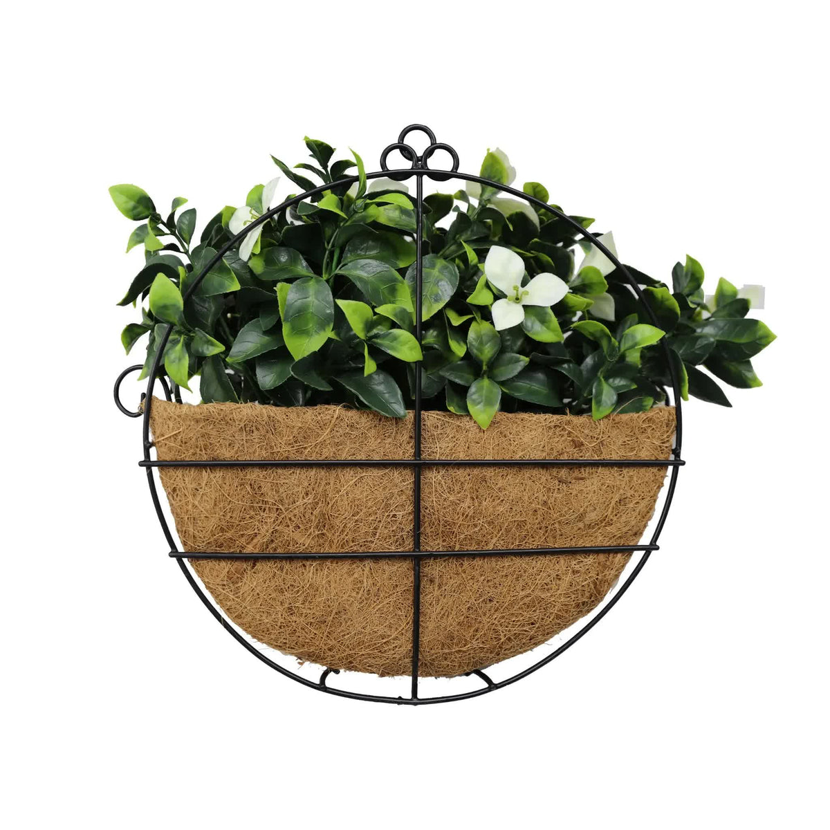 Artificial Wall Basket Flowering White Basket 20cm 35cm Long UV Resistant