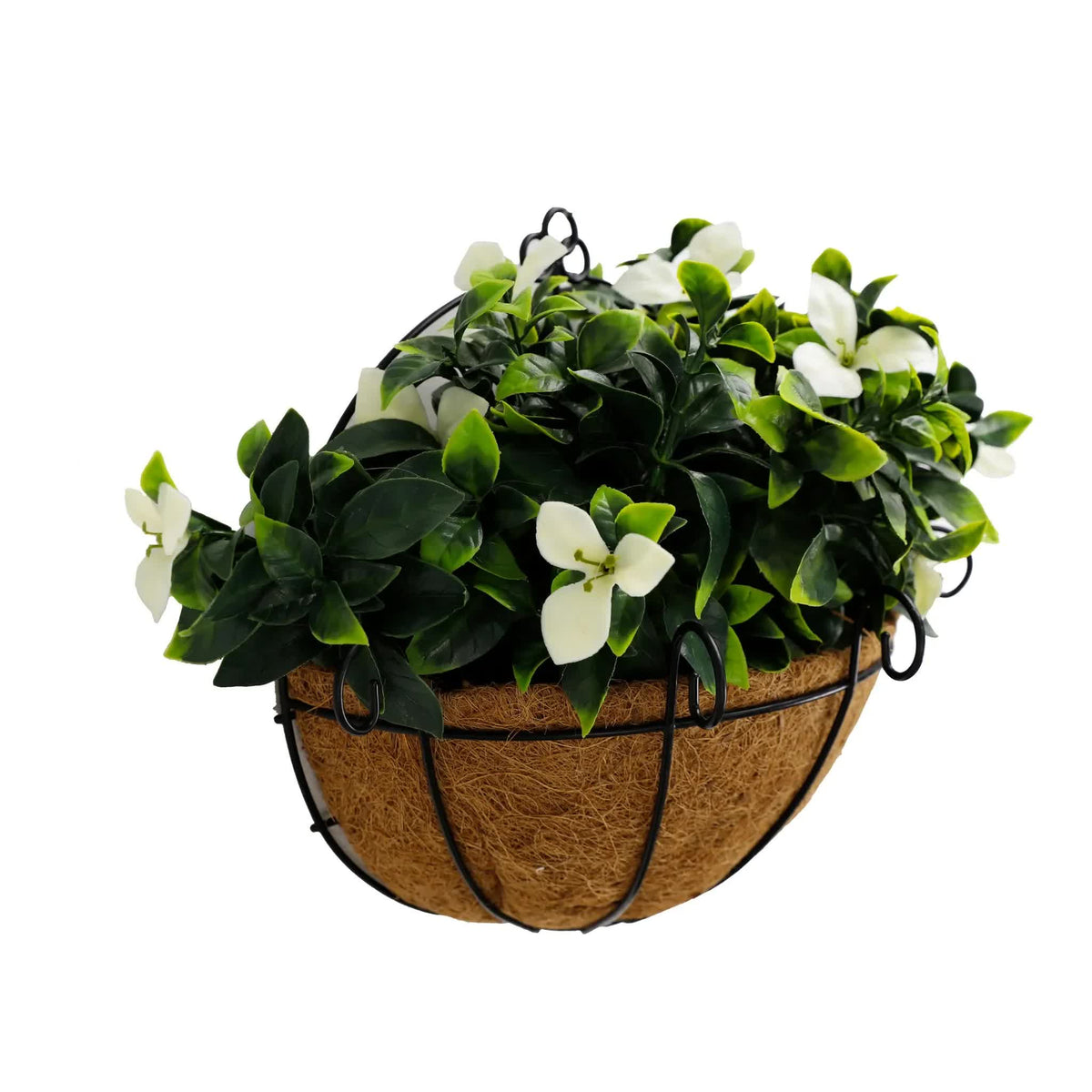 Artificial Wall Basket Flowering White Basket 20cm 35cm Long UV Resistant