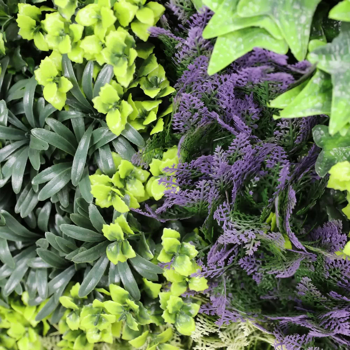 Lush Botanical Mosaic Artificial Vertical Garden Green Wall 1m x 1m UV Resistant