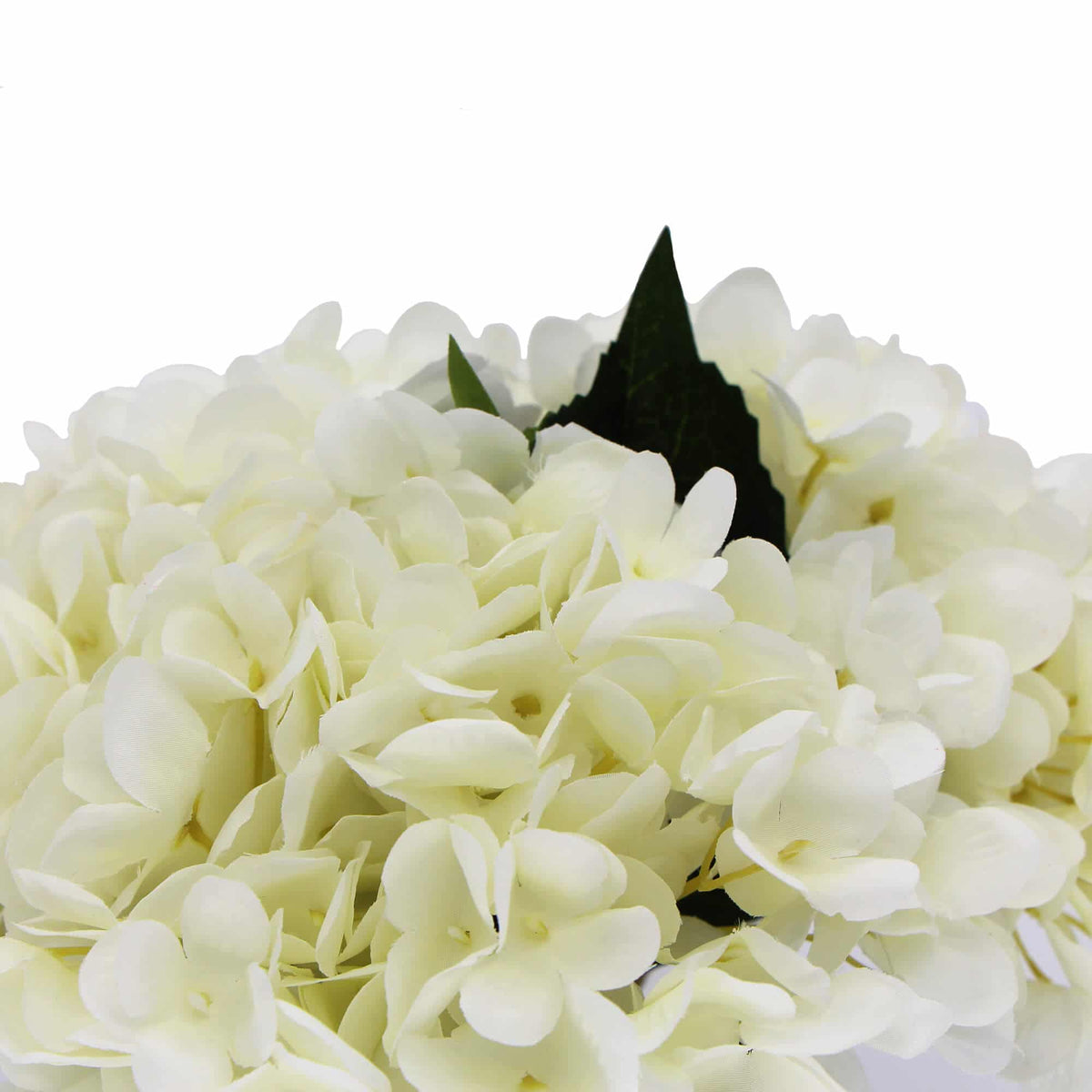Premium Faux Hydrangea w/ Glass Vase Artificial Flowering White Hydrangea 23cm