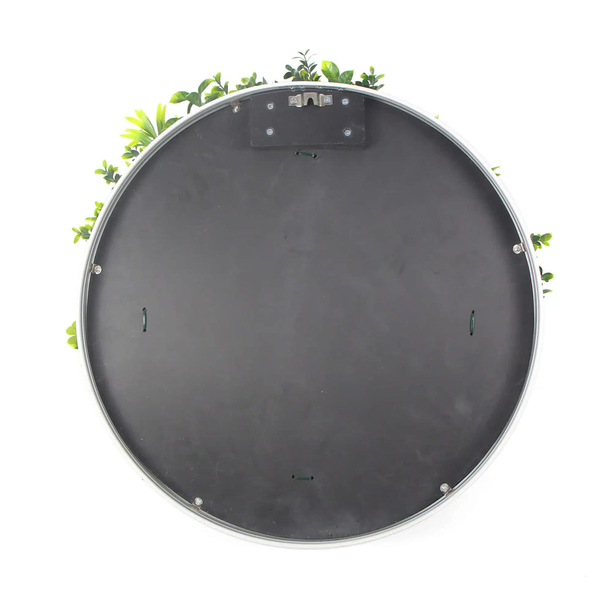 Slimline Flowering White Artificial Green Wall Disc Resistant 100cm Black Frame