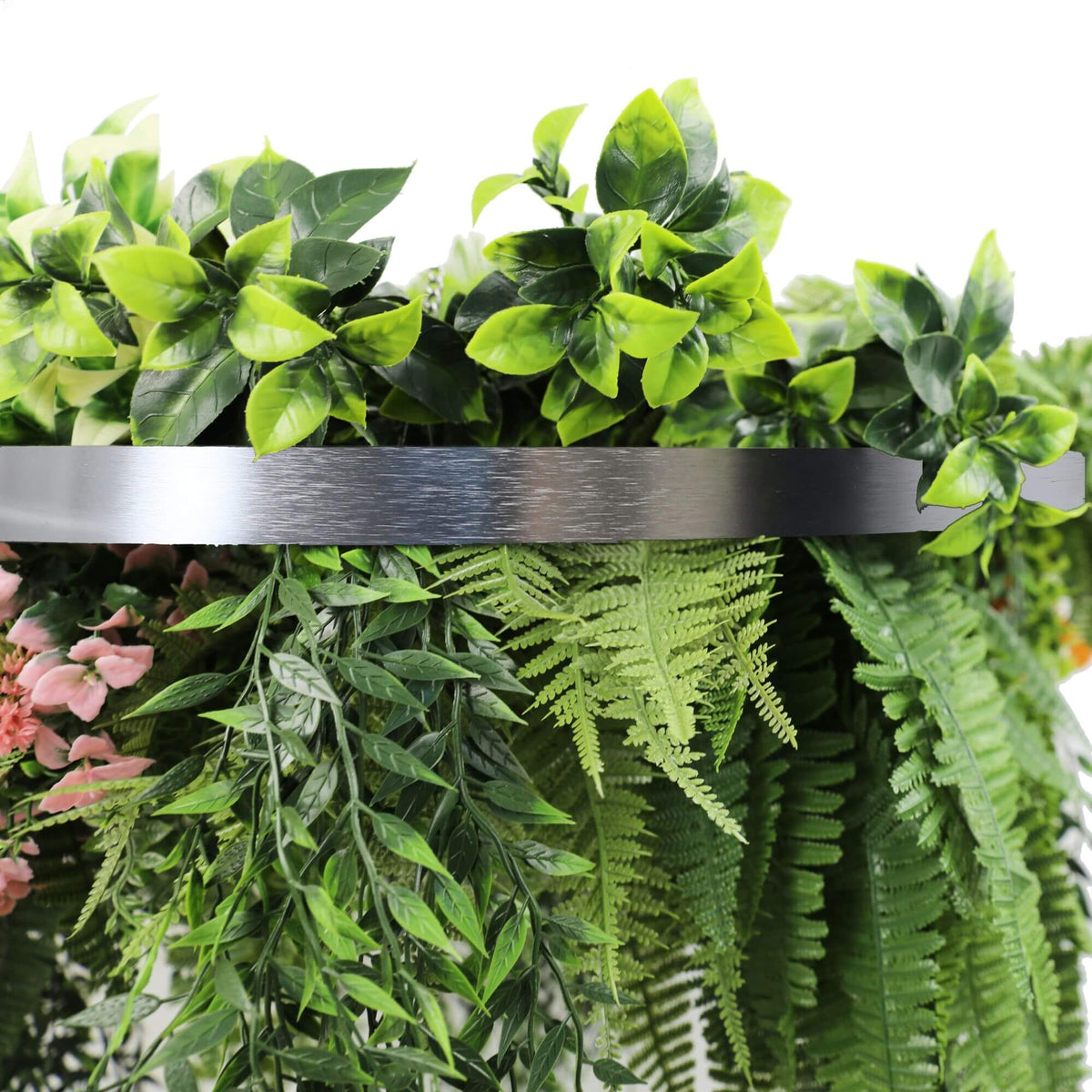 Silver Artificial Hanging Green Wall Disc 60cm UV Resistant