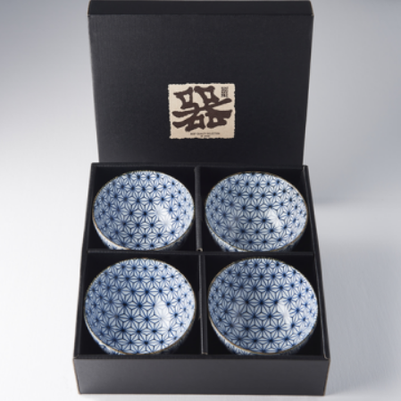 Bowl Set 4pcs Starburst Blue Design