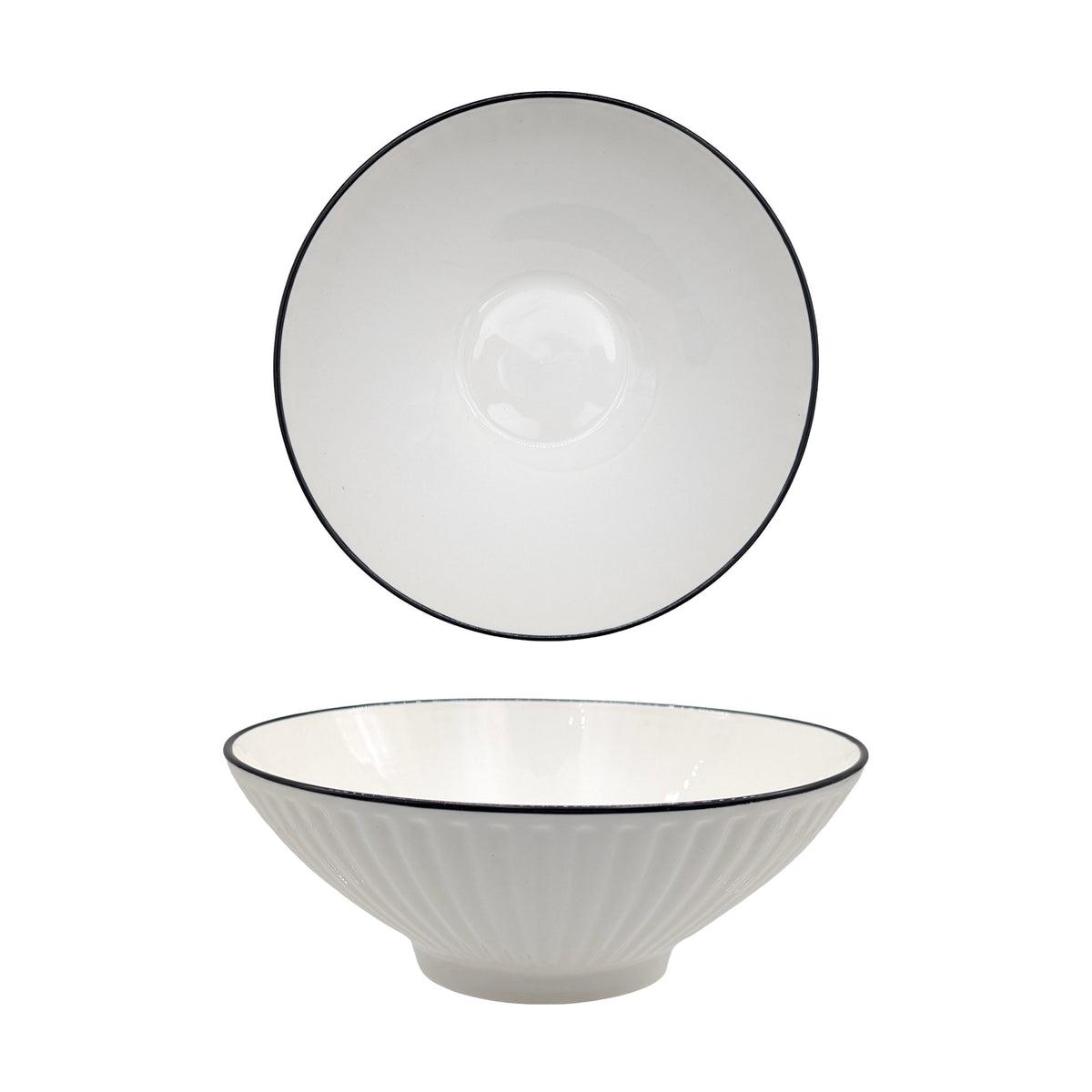 bulk 24 Sorrento Porcelain Embossed Soup Bowl w Black Rim 8" 20cm