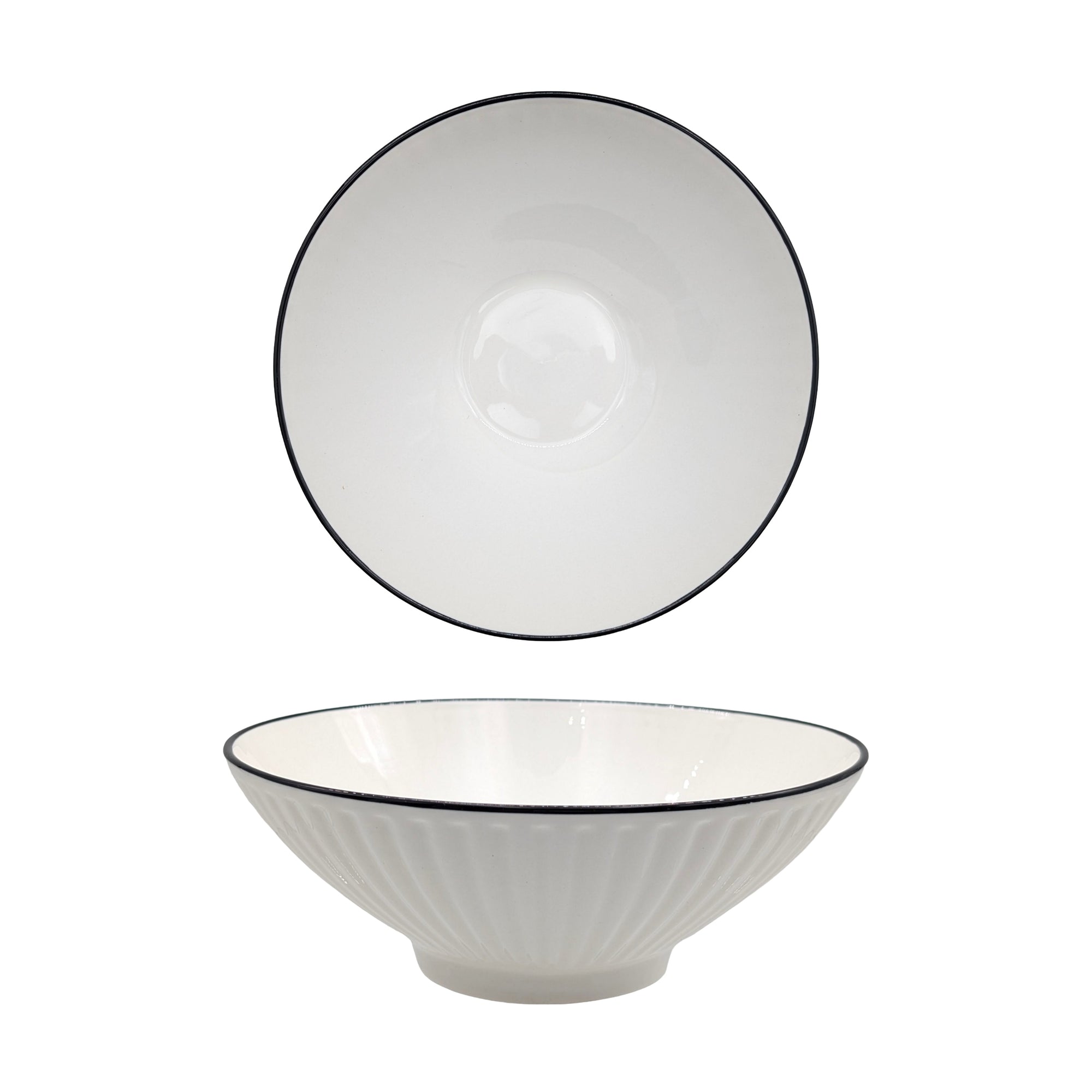 bulk 24 Sorrento Porcelain Embossed Soup Bowl w Black Rim 8" 20cm