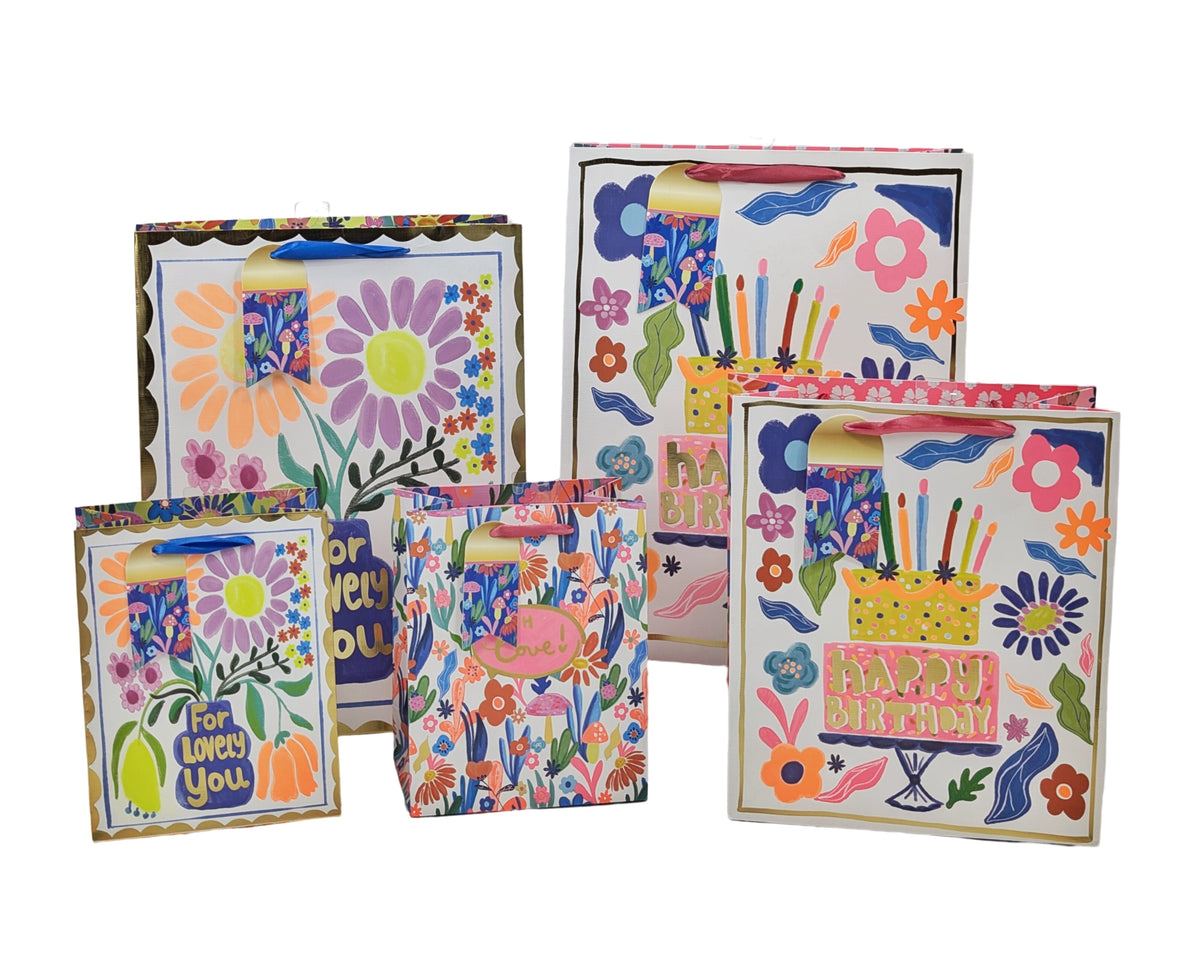 bulk 24 Medium Vigorous Flowers Gift Bag Assort 23cm