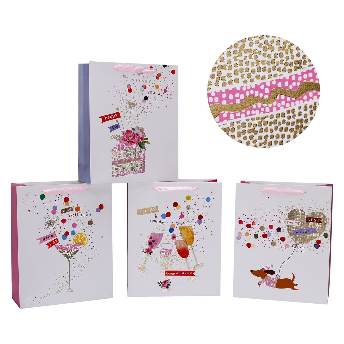 bulk 24 XLarge Festive Cheers Gift Bag Assort 30x42cm