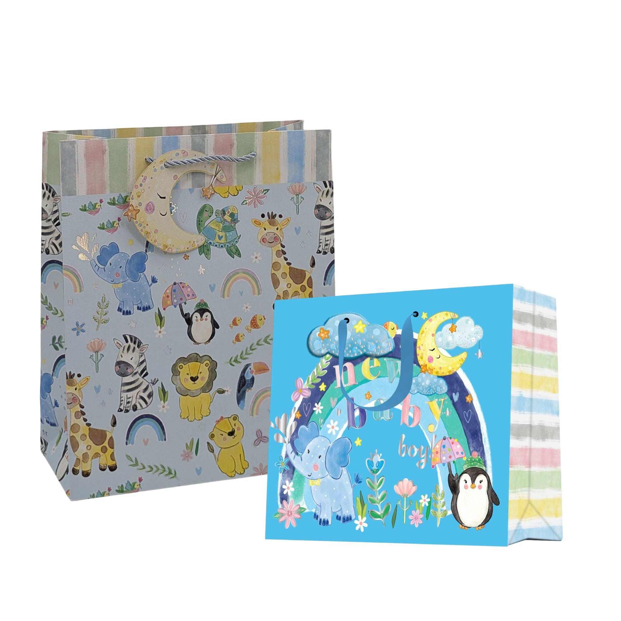 bulk 24 Medium Welcome Baby Boy Gift Bag 2 Asst 18x23cm