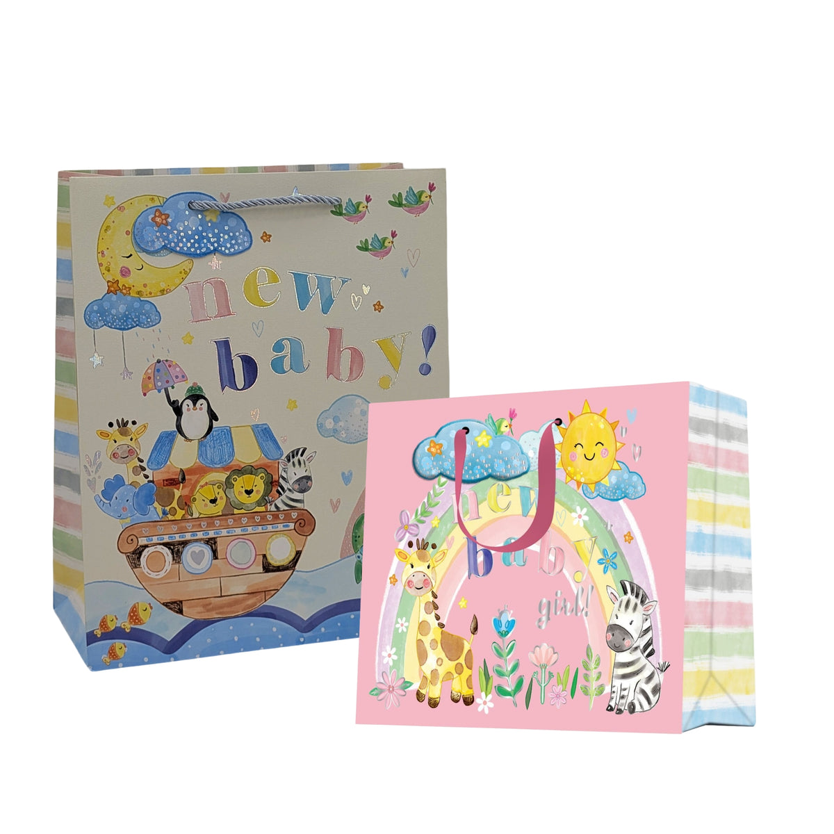 bulk 24 Large Welcome Baby Gift Bag 2 Asst 26x32cm