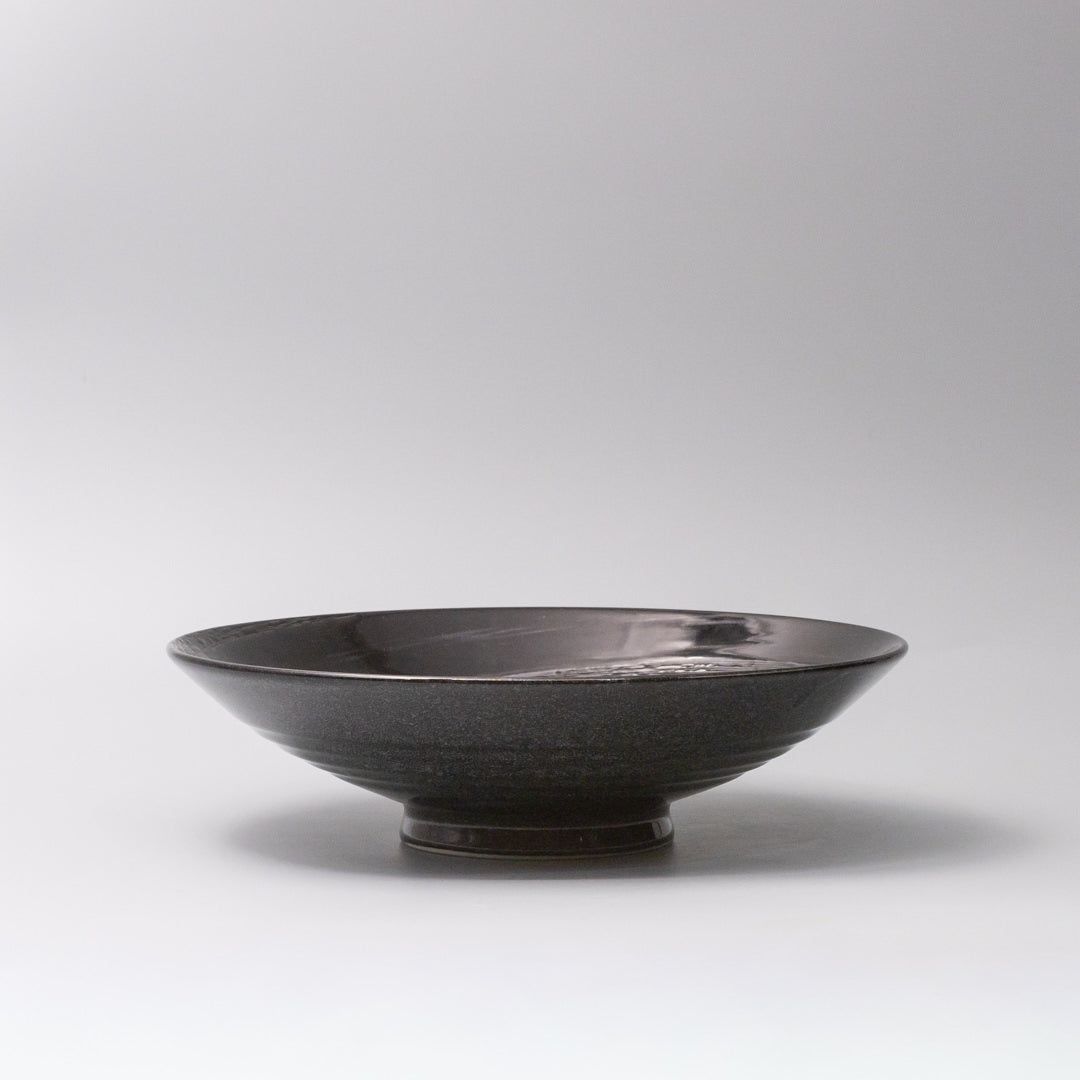 Serving Bowl 28cm Black Swirl Glaze