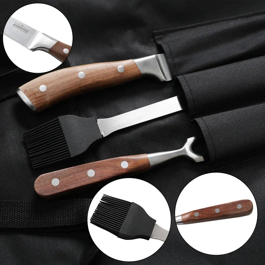 ASMOKE BBQ Knife Brush and Fork Set