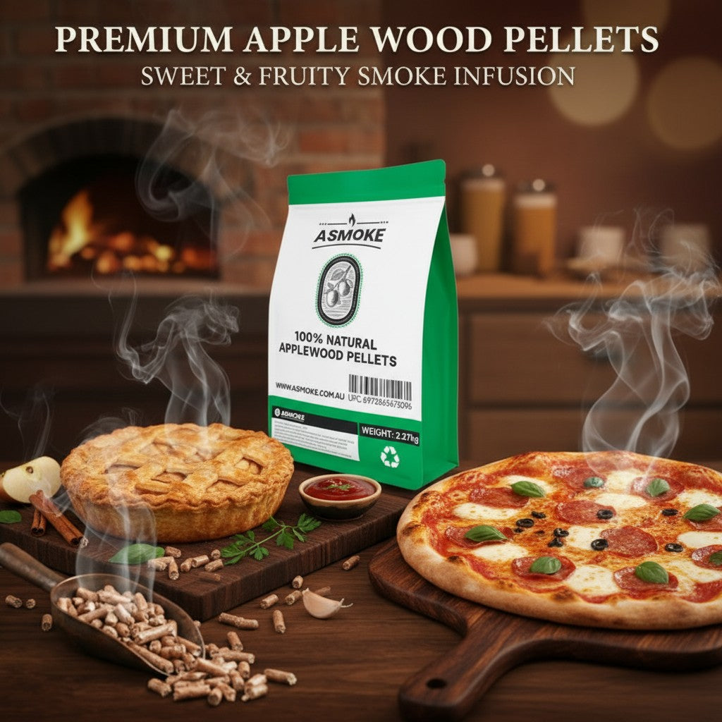 ASMOKE 19kg (40lbs) Premium Apple Wood BBQ Smoker Pellets Bulk - (8 x 2.27kg