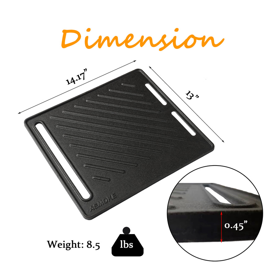 ASMOKE Pre-Seasoned Matte Enamel Cast Iron Reversible Grill/Griddle