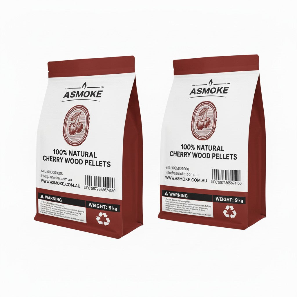 ASMOKE 100% Natural Cherry Wood BBQ Smoker Pellets (9kg / 20lbs) x2