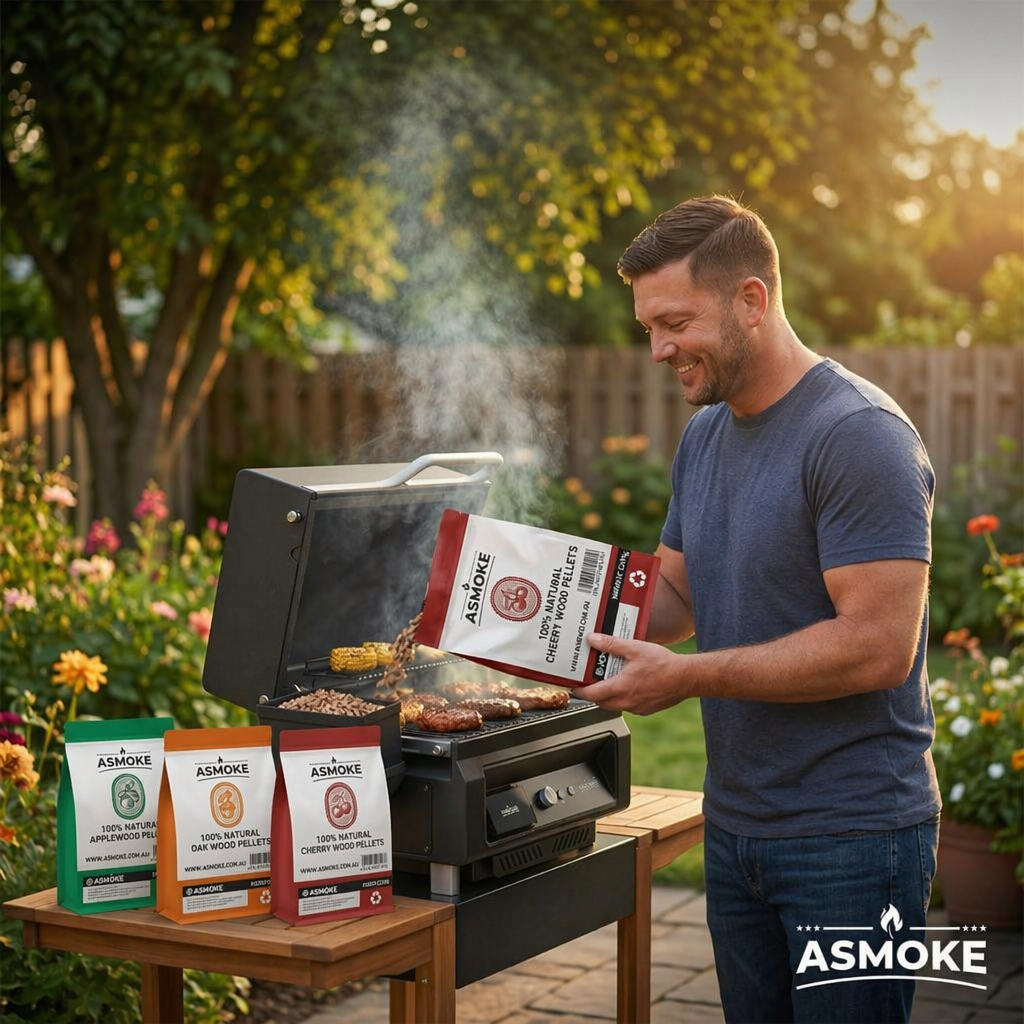 ASMOKE 4-Piece Premium Wood Pellet Variety Pack - Apple, Oak & 2x Cherry (4 x 2.27kg Bags)