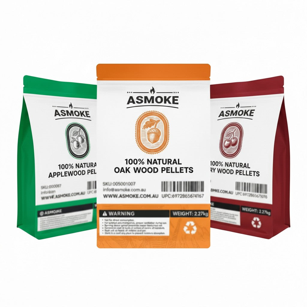 ASMOKE 3-Piece Premium Wood Pellet Variety Pack - Oak, Cherry - (3 x 2.27kg