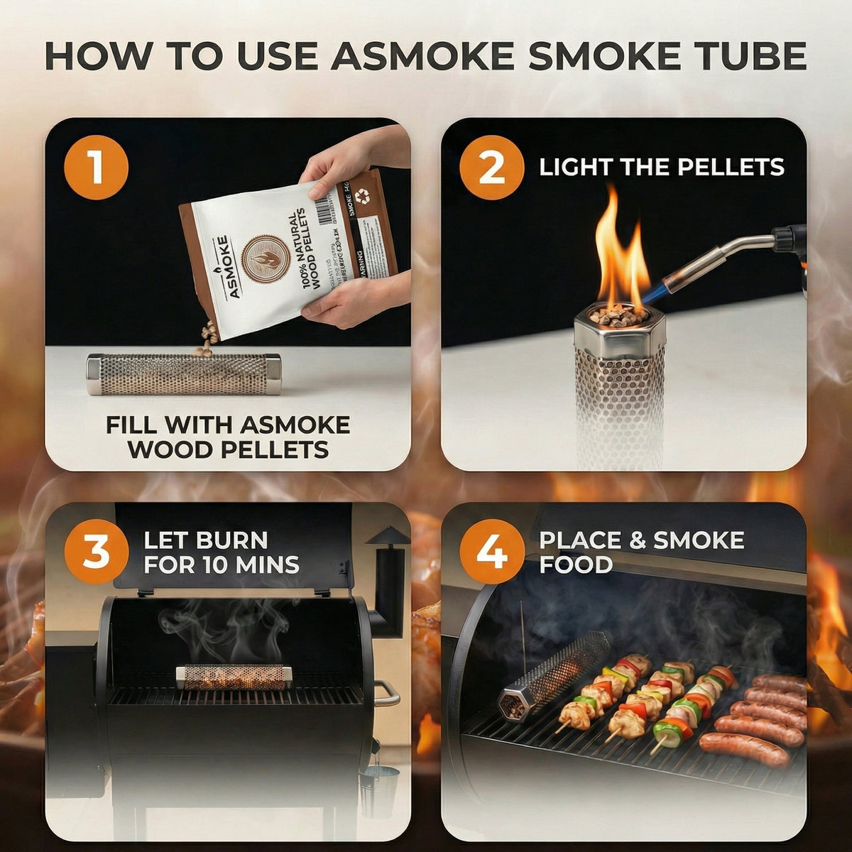ASMOKE 3-Piece Premium Wood Pellet Variety Pack - Oak, Cherry - (3 x 2.27kg