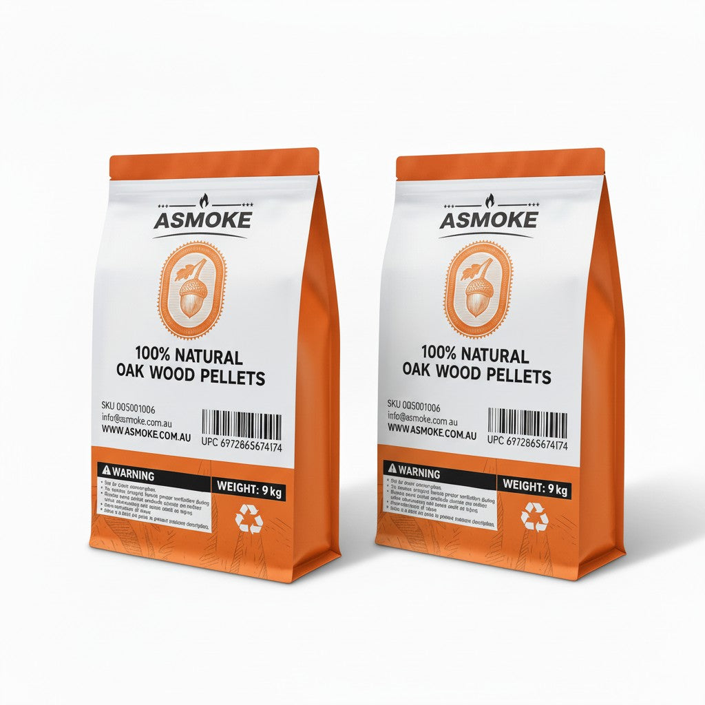 ASMOKE 100% Natural Premium Oak Wood BBQ Pellets for Smoker - (9kg / 20lbs) x2