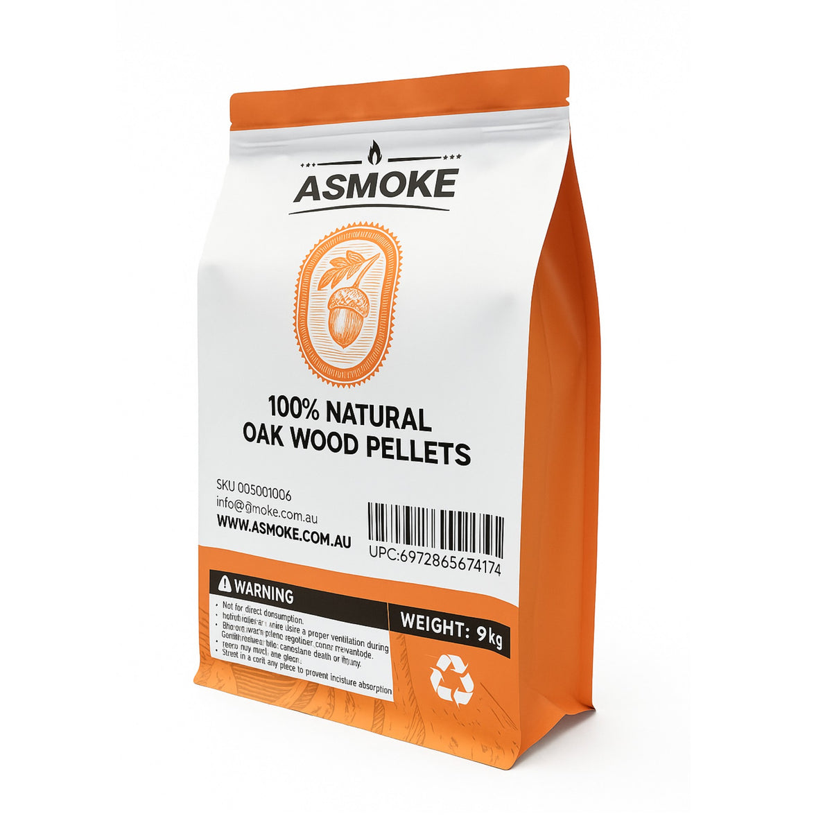 ASMOKE 100% Natural Premium Oak Wood BBQ Pellets for Smoker - (9kg / 20lbs) x2