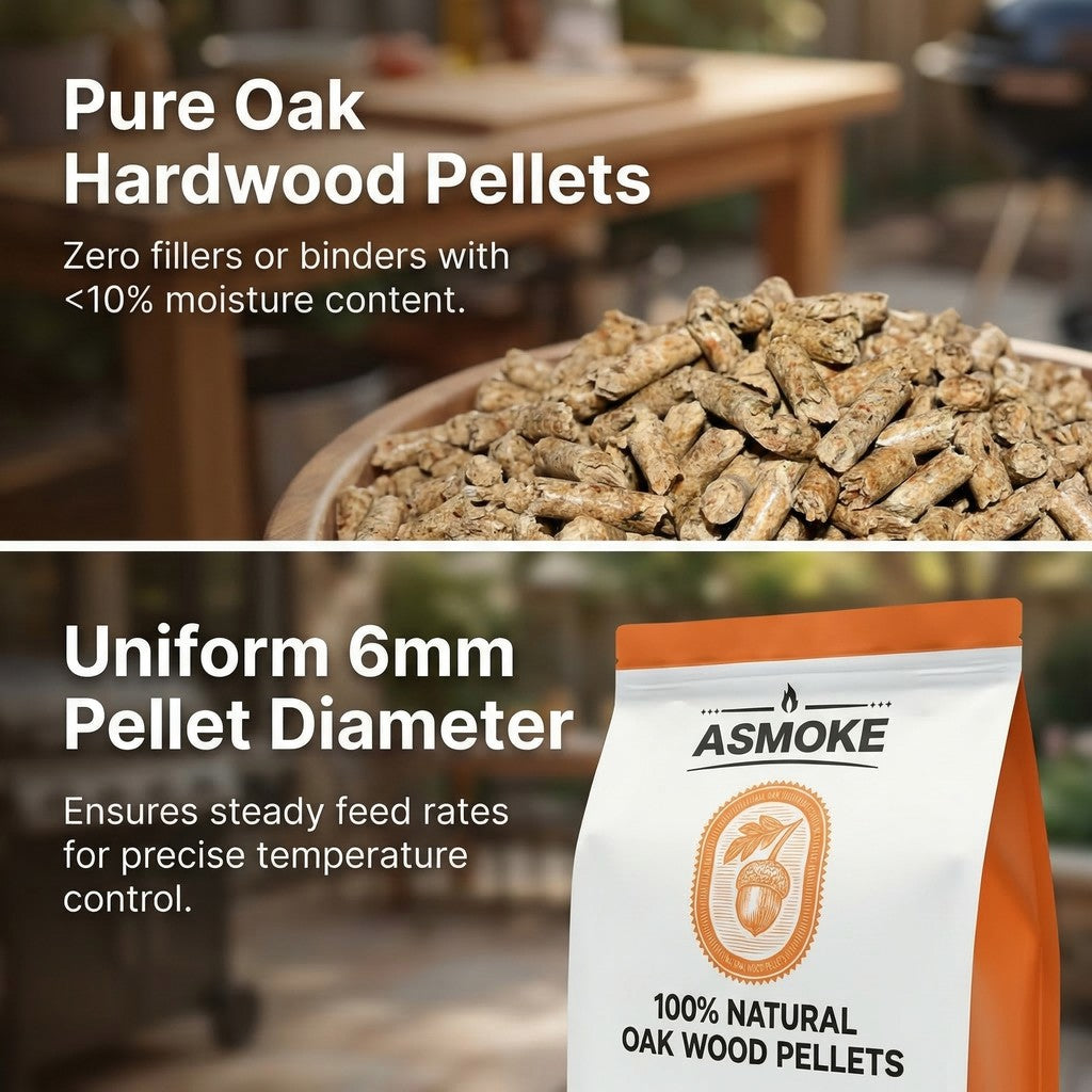 ASMOKE 100% Natural Premium Oak Wood BBQ Pellets for Smoker - (9kg / 20lbs) x2
