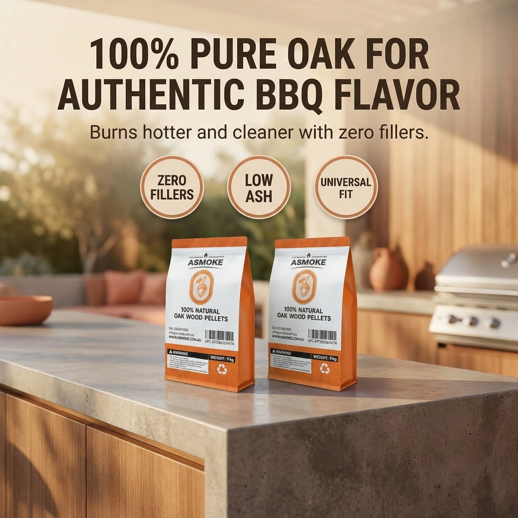 ASMOKE 100% Natural Premium Oak Wood BBQ Pellets for Smoker - (9kg / 20lbs) x2