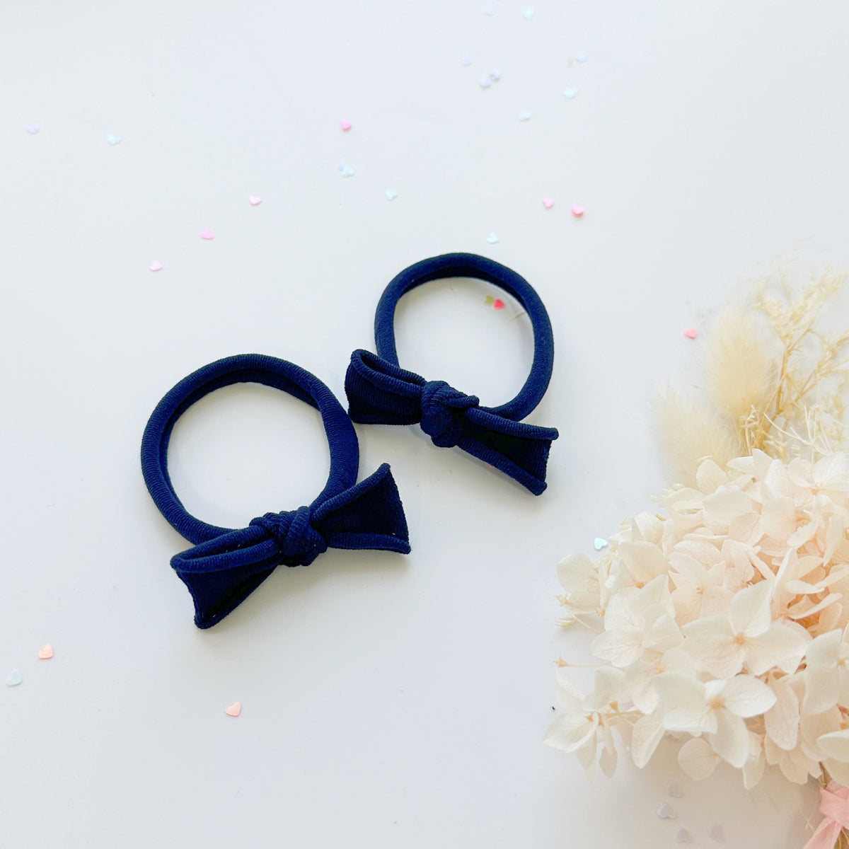 Handmade Simple Bow metal free hair ties - Violet - 1 Pairs - Dusty Purple