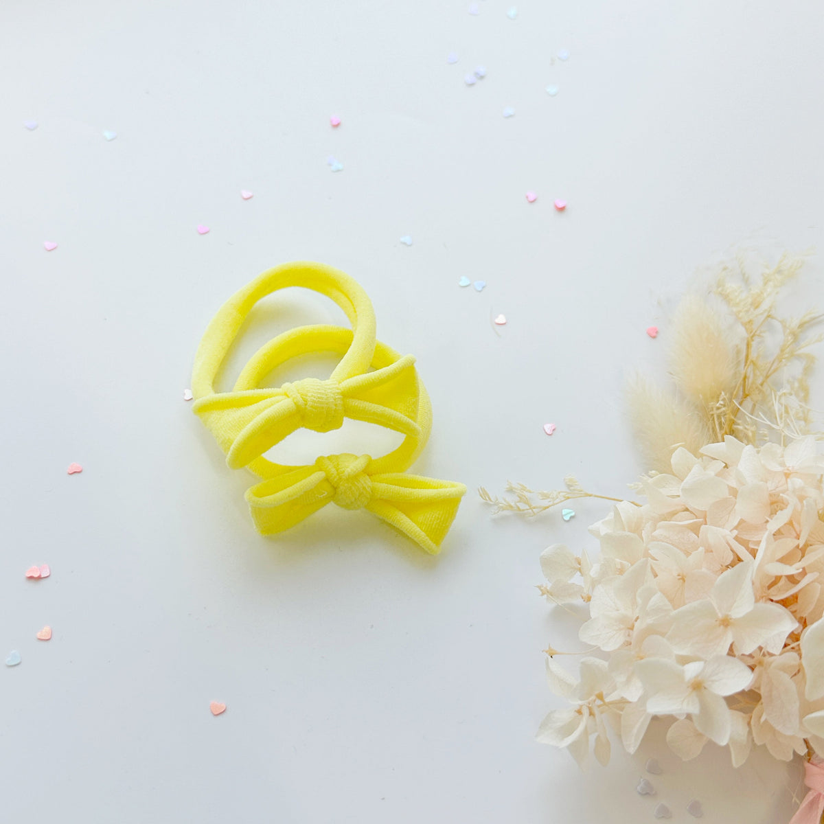 Handmade Simple Bow metal free hair ties - Candy - 3 Pairs Pastel colour