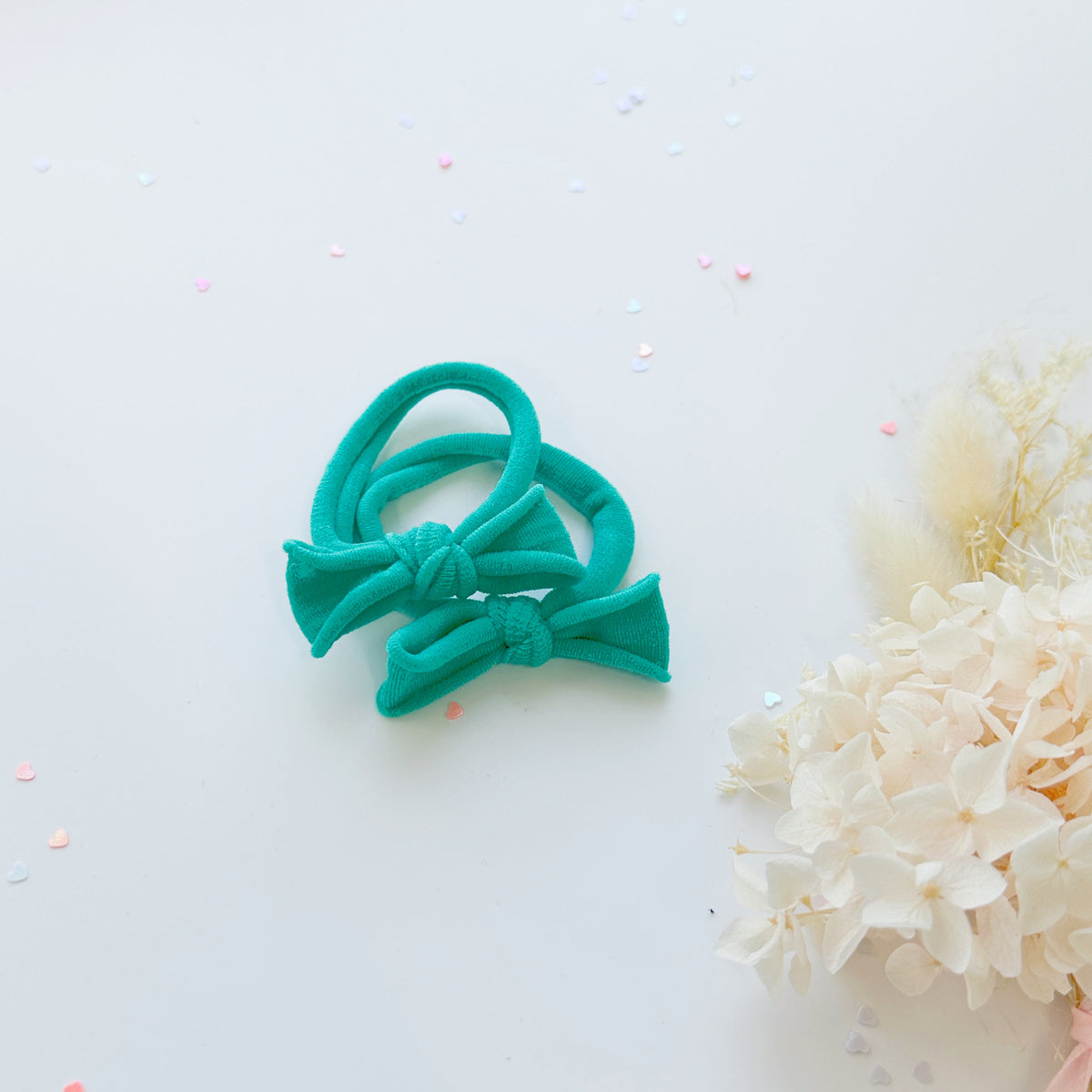 Handmade Simple Bow metal free hair ties -POP - 3 Pairs Pop Colour
